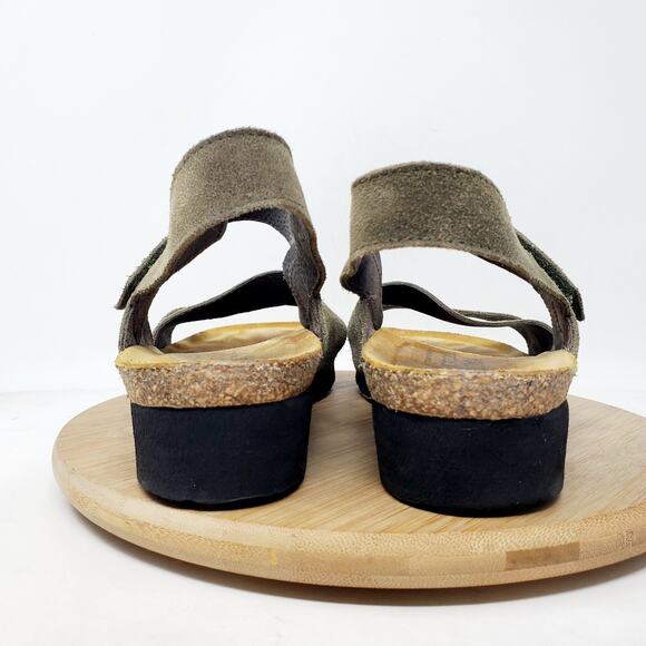 Naot Sandals Womens 39 Kayla Green Suede Leather Strappy Low Wedge Comfort Shoes - Picture 8 of 12
